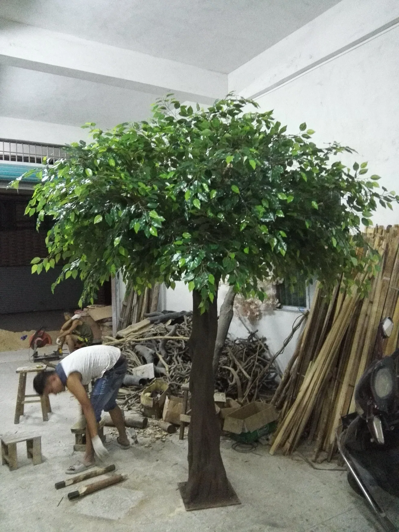 Decoración de interiores al aire libre grandes artificiales Ficus Planta artificial de plástico de alto el Banyan Tree