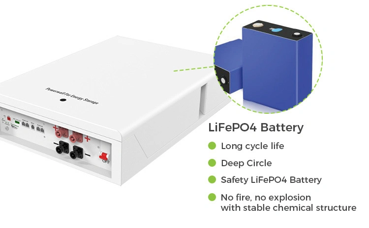 A solar e bateria de lítio 48V armazenamento de energia na parede da bateria 100Ah 200Ah é fácil de instalar e usar o tamanho pequeno