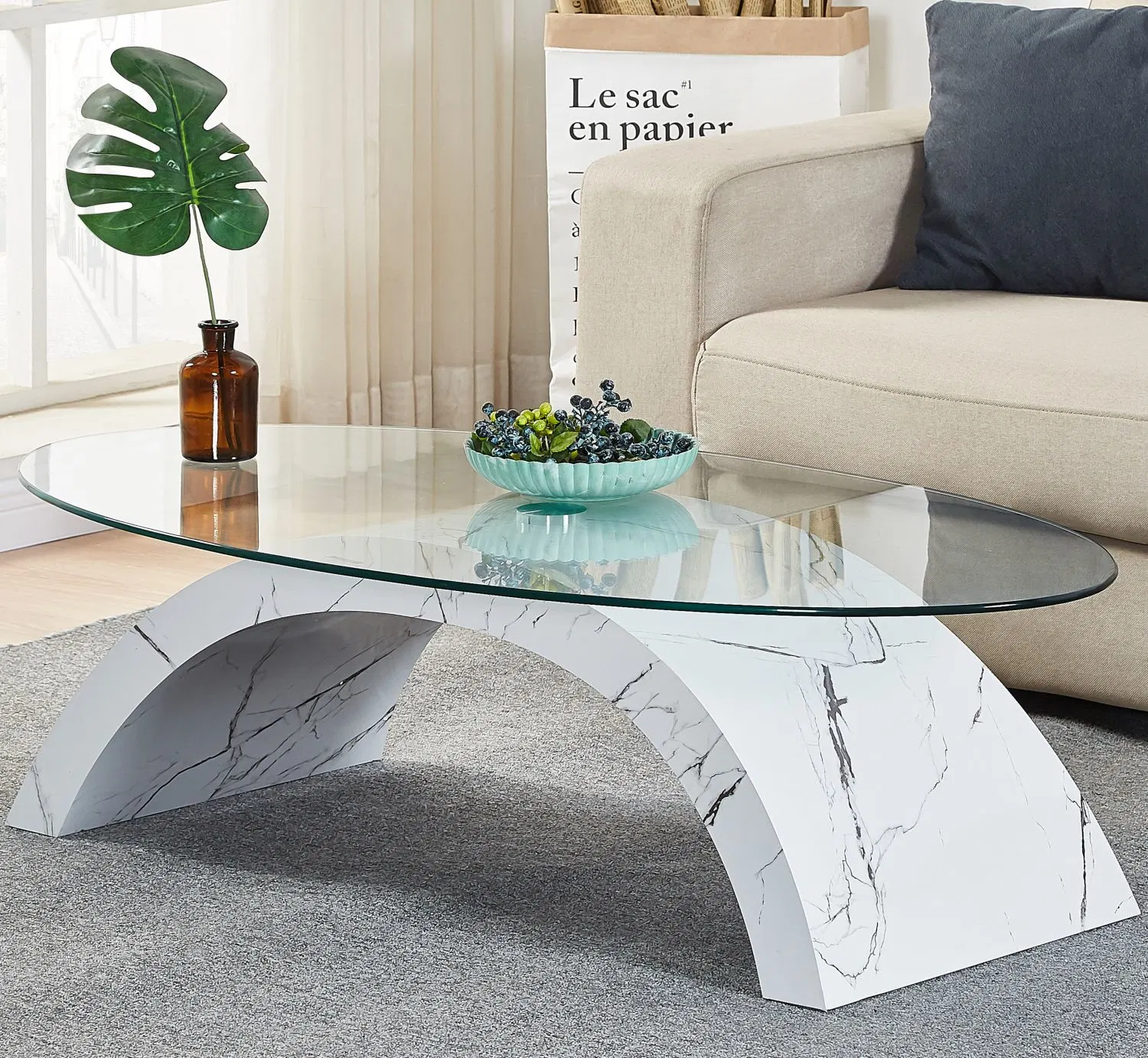 Großhandel Günstige schwarze MDF Glas Couchtisch für Wohnzimmer