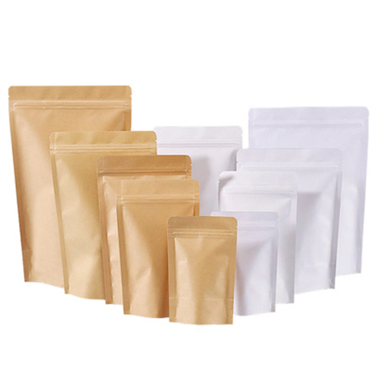 Ziplock Drypack White Kraftpapier Aluminium-Folie Beschichtung stehend Beutel Verpackung Reißverschluss-Beutel für Lebensmittel