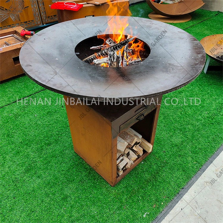 Corten Charbroiler Firpit BBQ with Stainless Steel Grill