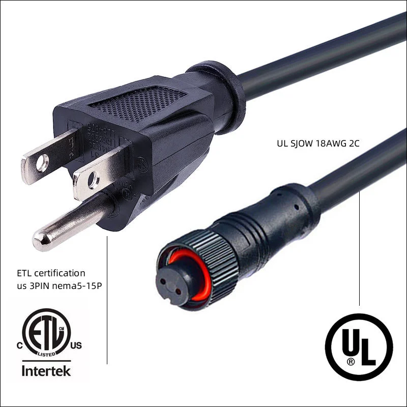 14,7 FT 4,5 m US NEMA 5-15p para conectores M12 de 2 pinos Sjow Cabo de borracha para ventilação elétrica de edifícios interiores e exteriores Equipamento