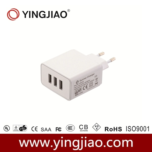 24W 3 Ports USB Power Adapter with UL FCC Ce