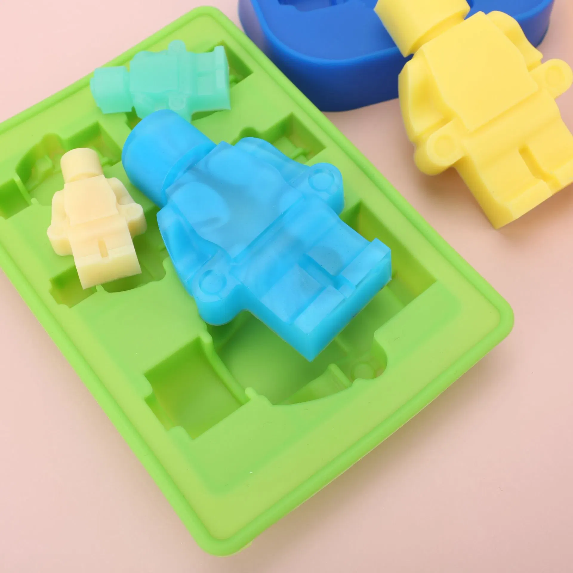 Sans BPA Minifigure du robot et blocs de construction du bac à glaçons en silicone