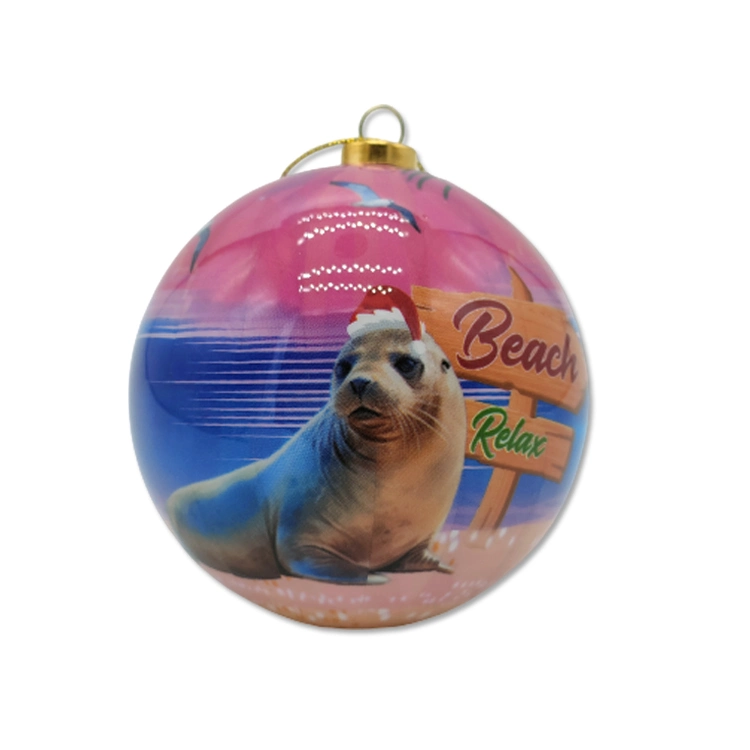 Custom Printing Árvore de Natal decoração Loja de recordações Sea Turtle Beach Bola de Natal em espuma de 8 cm