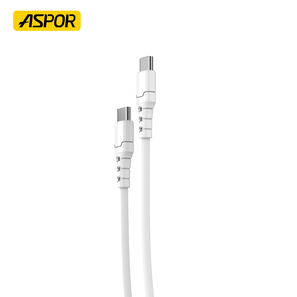 Aspor A098 100W Type C to Type C Pd Fast Charging Cable Protection Silicone Data Line Rubber Protective Sleeve 1m Type C Cable