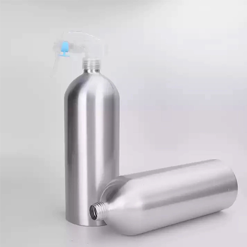 Empty Metal Silver Oil Aluminum Trigger Spray Pump Bottle with Sprayer for Cosmetic Packaging