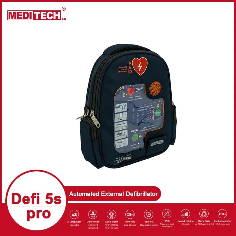 Desfibrilador portátil Meditech Defi5s PRO con multi lenguaje utilizado para primeros auxilios