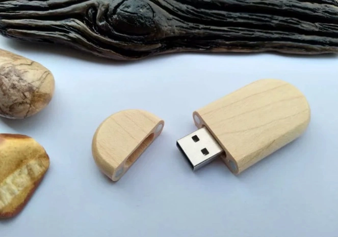 Oval Shaped Eco Wooden Bamboo Paper Material USB Flash Drive