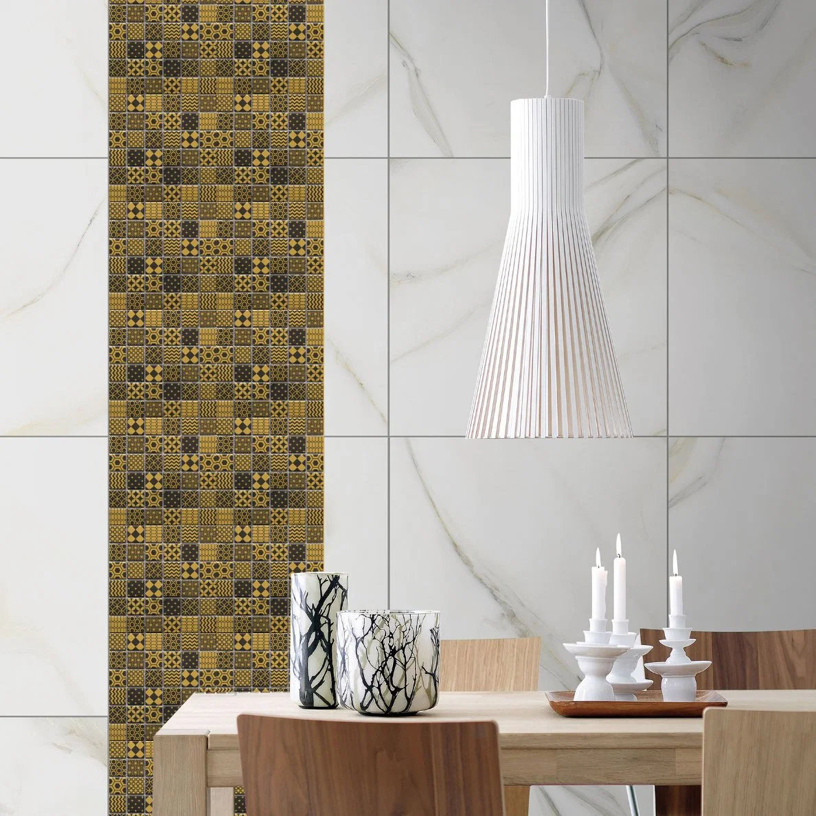 High quality/High cost performance  Wholesale/Supplier Popular Inkjet Metallic Gold Ceramic Mosaic Tiles