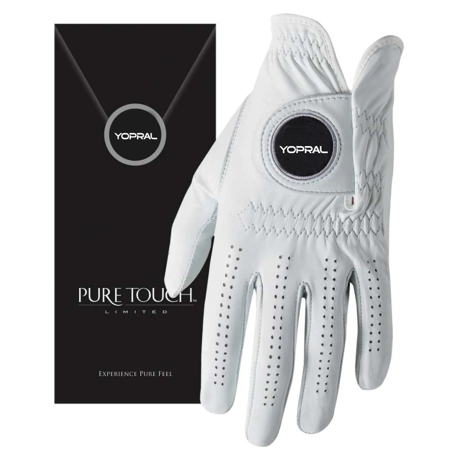 Gants de golf antidérapants pour hommes et femmes avec logo en cuir de mouton Cabretta coloré sur mesure.