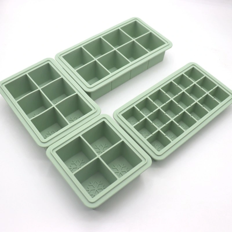 Bandeja de silicona para cubos de hielo de grado alimentario sin BPA de 8 cavidades Cubitos de hielo con tapa extraíble