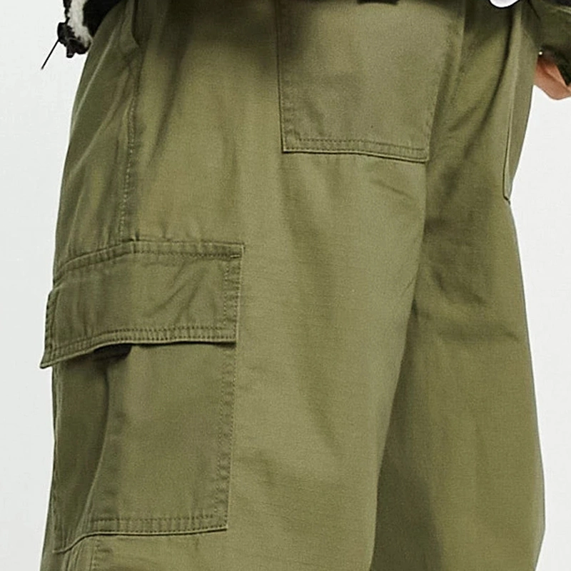 Custom Logo Toggle Cuffs Functional Pockets Drawstring Waistband Men's Cargo Pants