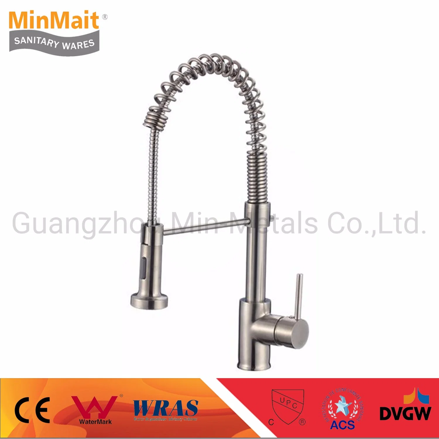 Brass Single Handle Spring Pull Down Pull out Sprayer Kitchen Faucet Hj-82h07-S