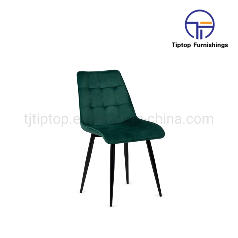 Fabric Upholstery Iron Colorful Upholstered Fabrics Chair with Metal Leg High Back Dining Chair