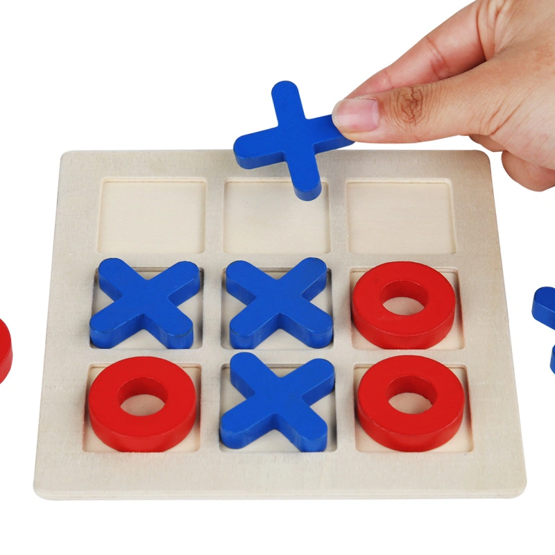 Xo Chess Board Game Wooden Board Tic-Tac-Toe Game for Children