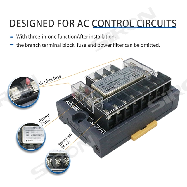 Siron Special Design for AC Control Circuit 3in1 Function LED Warning Power Supply Filter Terminal Block