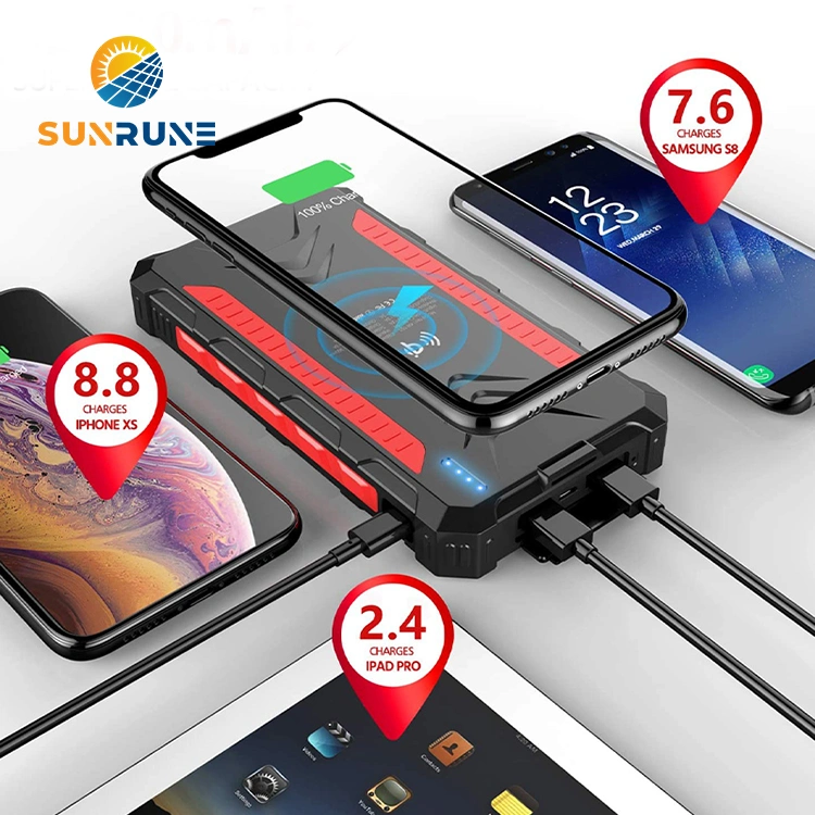 Outdoor Sport Waterproof LED Flashlight Solar Powerbank 20000mAh Powerbank 20000 Smart Power Bank 20000mAh Powerbank Solar Power