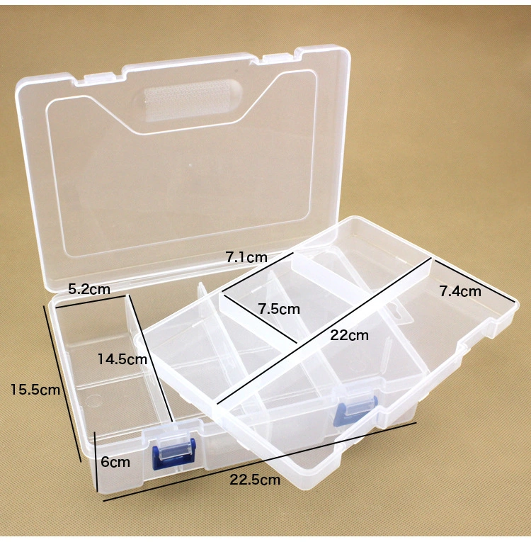 2 Layers 8 Clear Compartments Detachable Dividers Organizer Storage Plastic Box Jewelry Earring Holding Trays