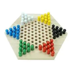 Colorful Rubber Game Educational Hexagon Chinese Checkers Board Wooden Custom for Children