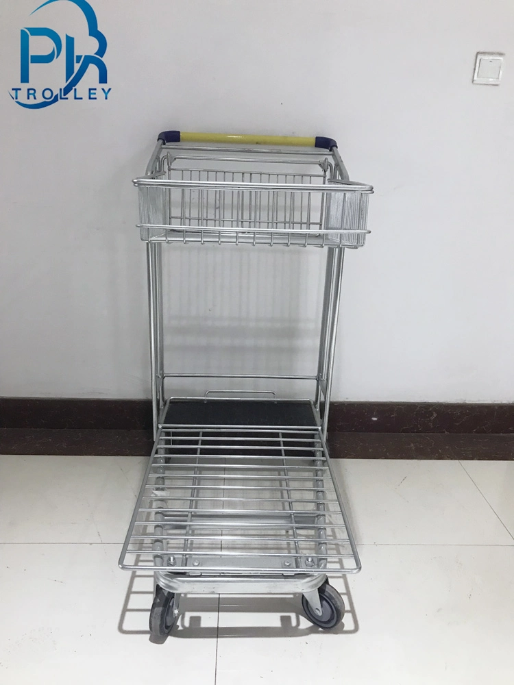 Heavy Duty Hand Push Folding Warehouse Logistic Turnover Two Tier Transport Platform Trolley