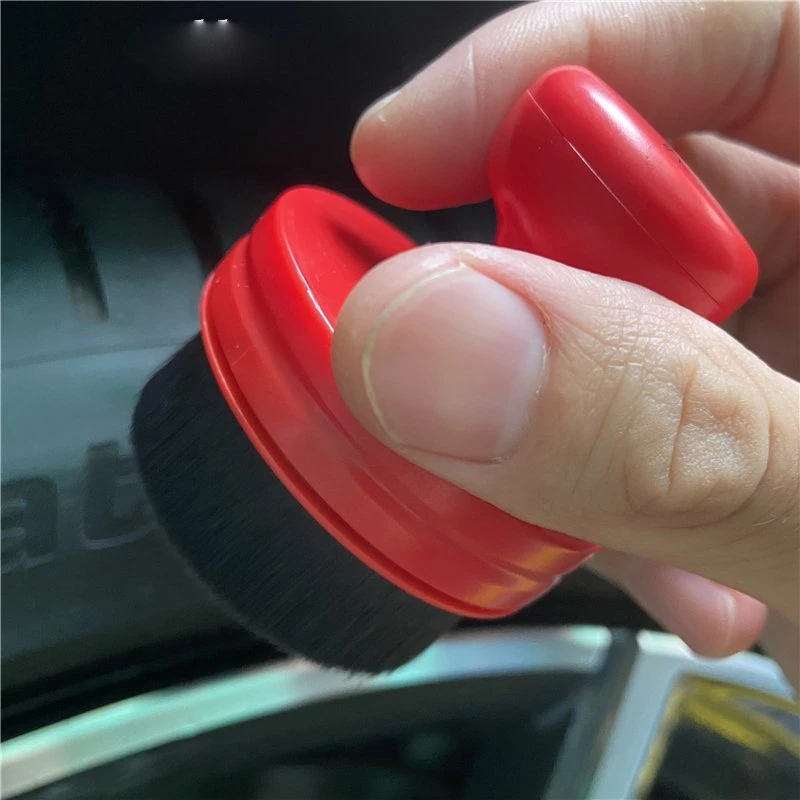 Red/Black Ergonomics Round Handle Brush with Storage Racks for Car Interior Cleaning Tire Dressing