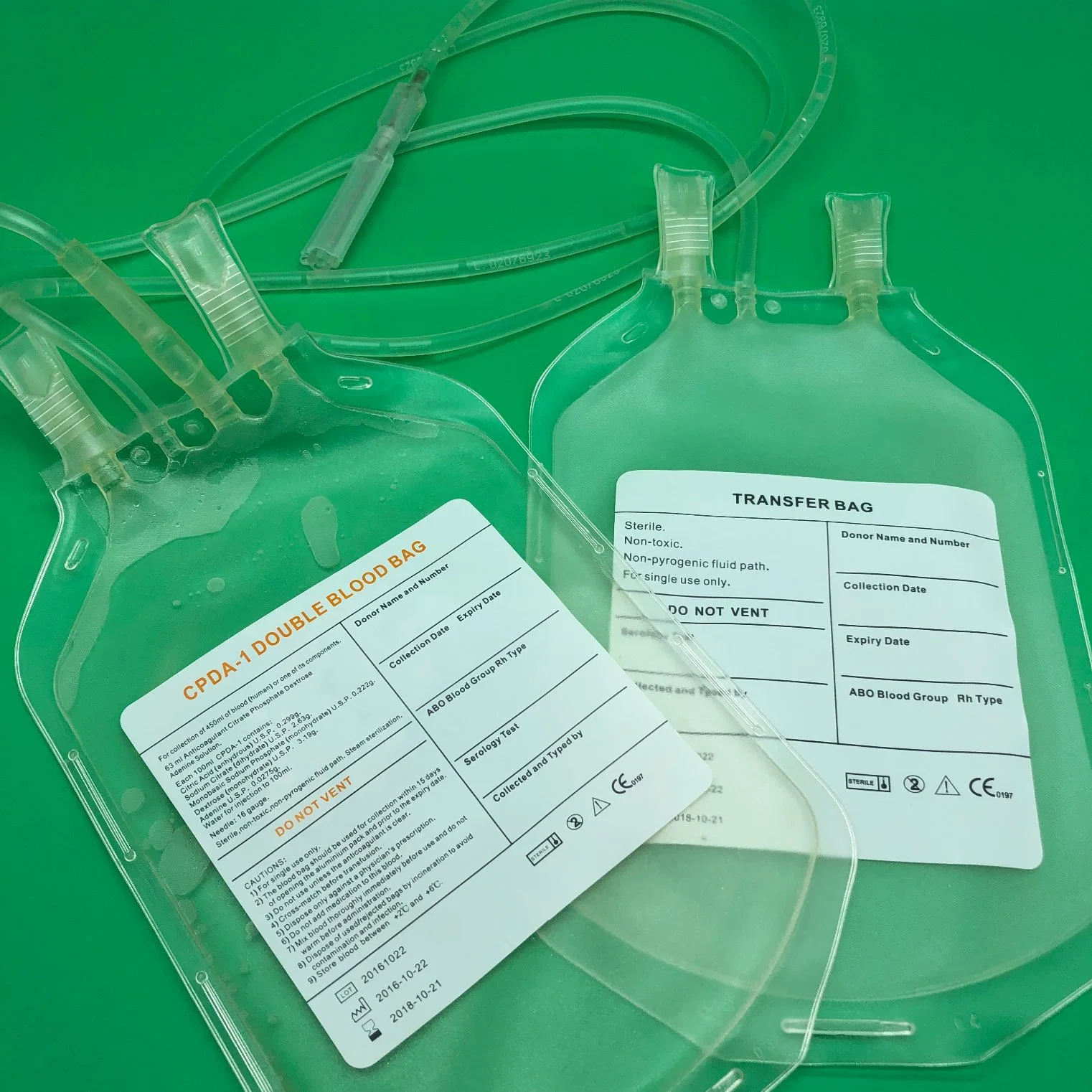 Medical Double Disposable Blood Bag with Ce and ISO