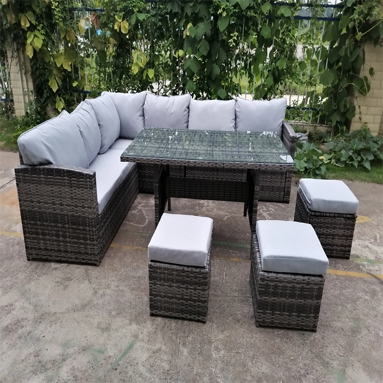 Factory Price Home Hotel Rattan Iron Frame Furniture Sofá-cama Situado no exterior, com mobiliário artesanal de ratã, o Garden Camping Leisure Sofá-cama