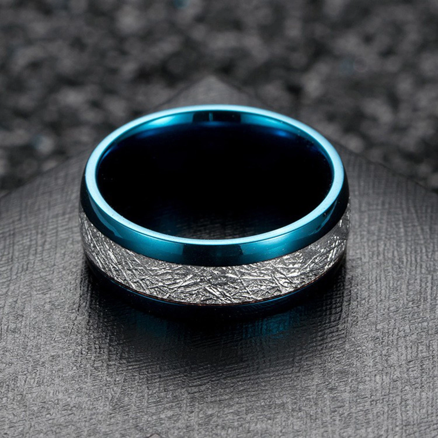 Jewelry Ice Silk Foil Men's Ring IP Blue Fashion Ring Titanium Steel Ring Accessories Factory Wholesale/Supplier SSR2274b2