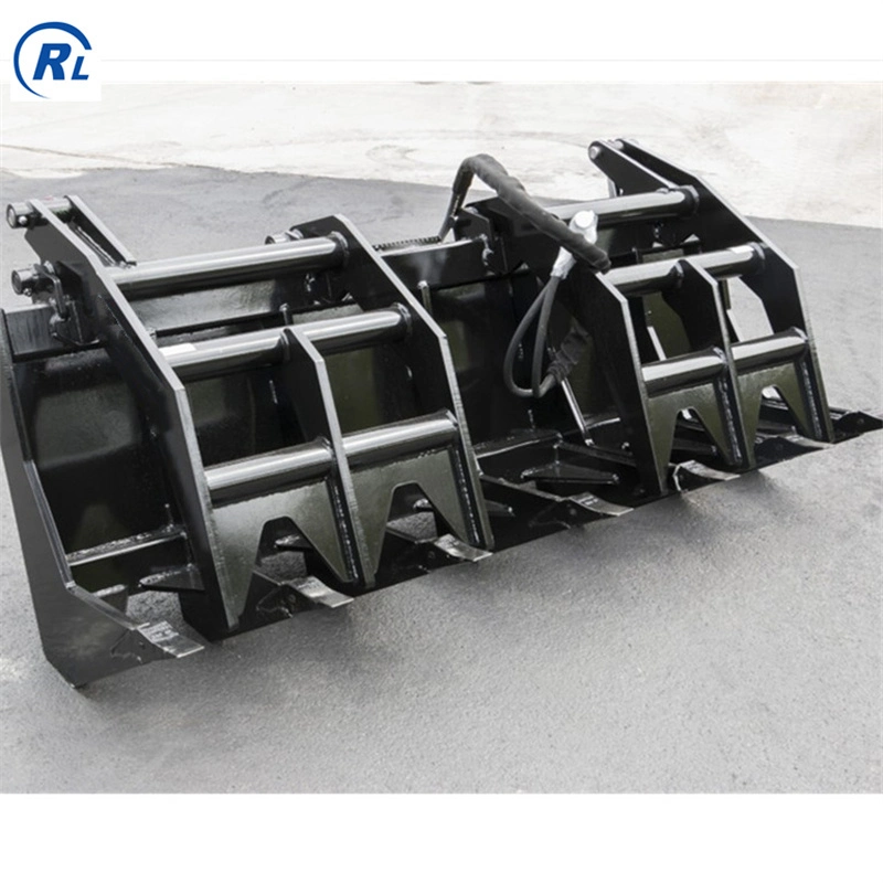 Qingdao Ruilan Customize Skid Steer Attachments Quick Hitch Log Grass Grapple Root Rake