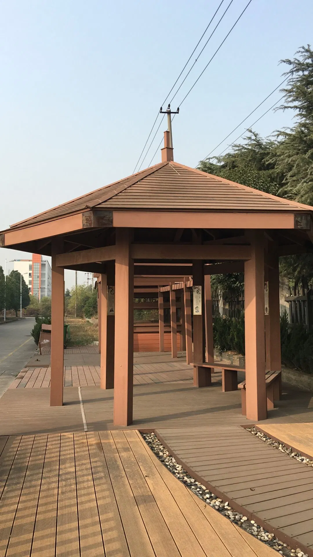 Hot-Sale Easily-Installed Wood Plastic Composite 6 Angles Pavilion