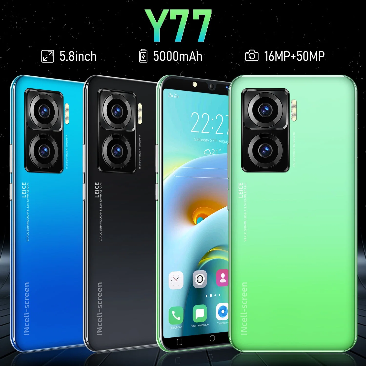 هاتف ذكي جديد Y77 5g Mobile Phone سعة 5.8 بوصة 16 جيجا بايت + 1 تيرابايت 16mp+50 mp