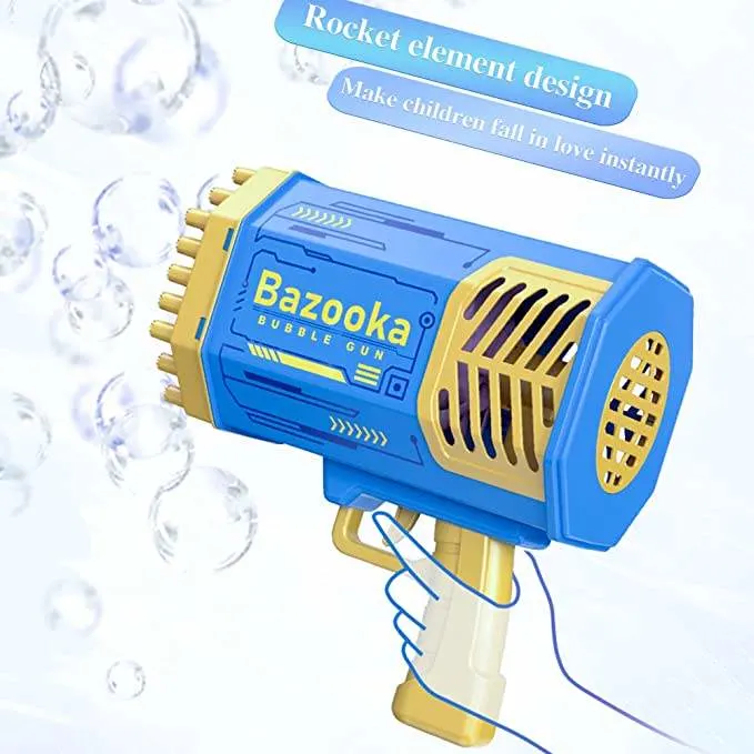 Descuento fuerte viento burbuja Bazooka pistola jabón automático 69 hoyos Juguete de Rocket con burbuja con luz para niños adultos al aire libre Fiesta de boda