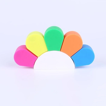 Customized Logo Flower Shaped Highlighter Pen Watercolor Fluorescent Marker Pen Office School Stationery