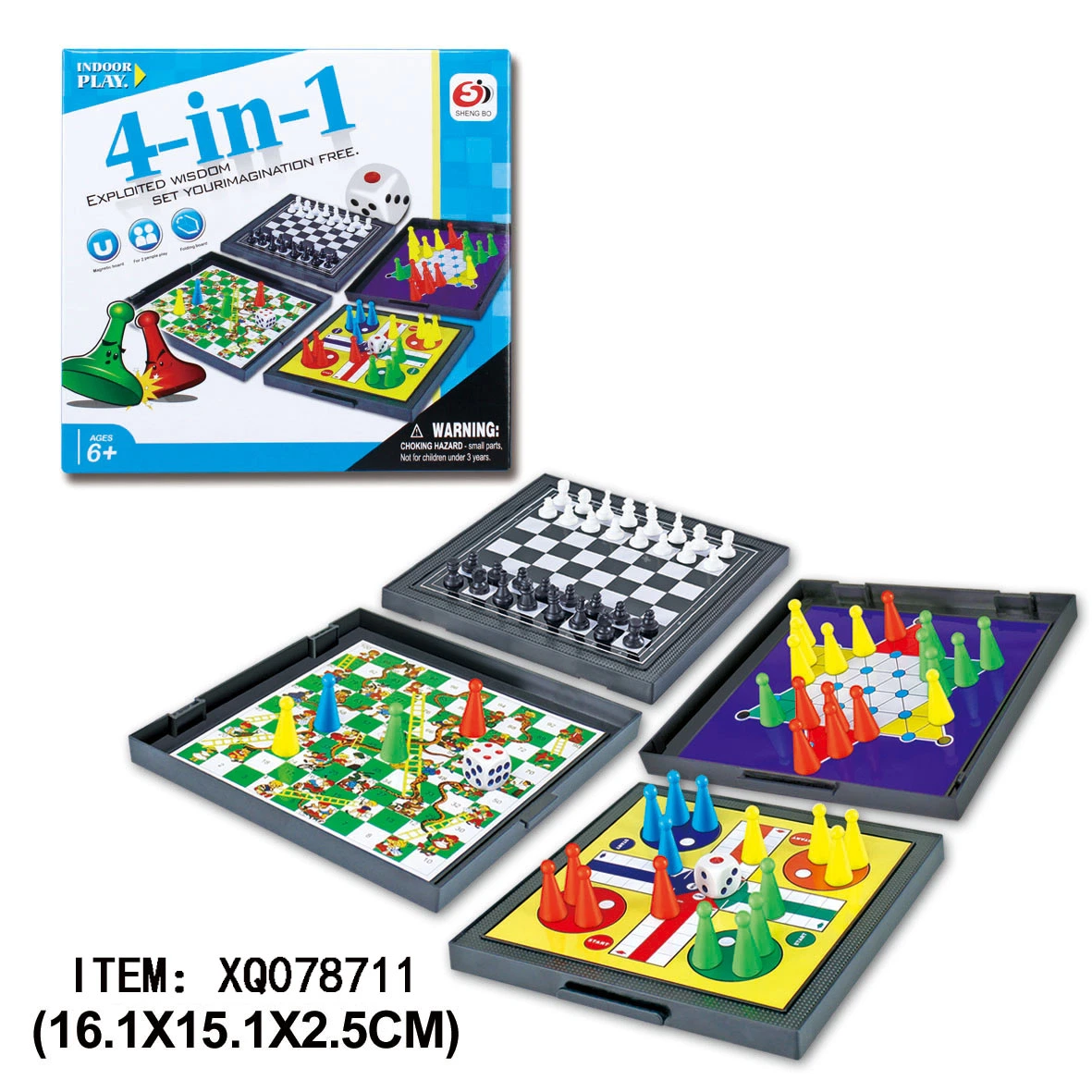 4 in 1 Plastic Magnetic Board Game Chess Set 4 in 1 Chess Snake Checkers Checkers Fly Checkers