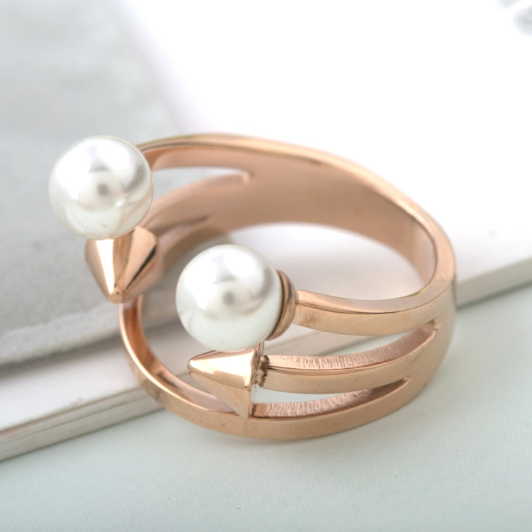 Punk Fashion Jewelry Stainless Steel Personalized Pearl Finger Ring