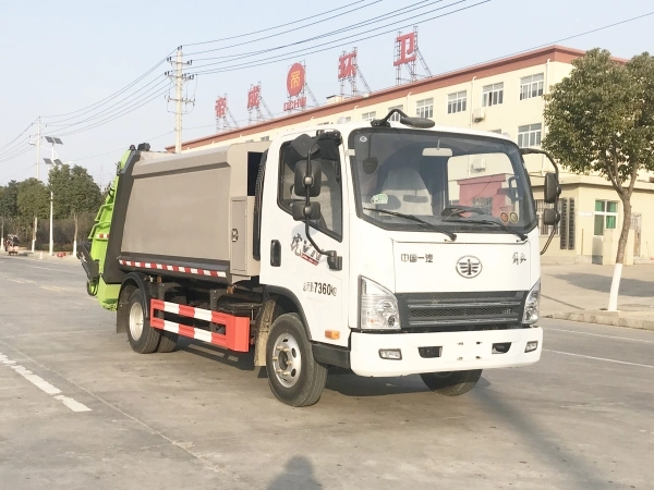 FAW 6 Rodas 6m3 de lixos do compactador máquina carregadeira traseira Compactador caminhão de lixo