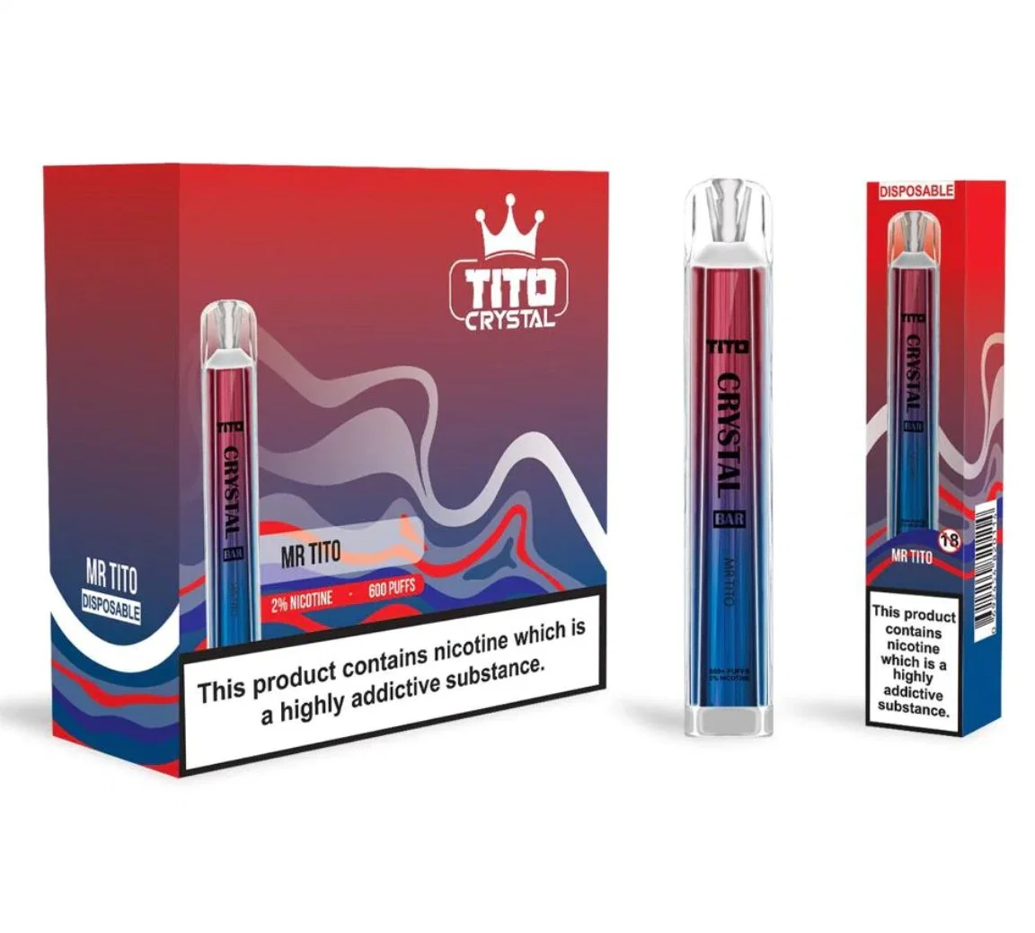 Reino Unido Precio barato Mayoreo mejores 600 Puffs 0mg 20mg nicotina Acabado libre de cristal desechable VAPE