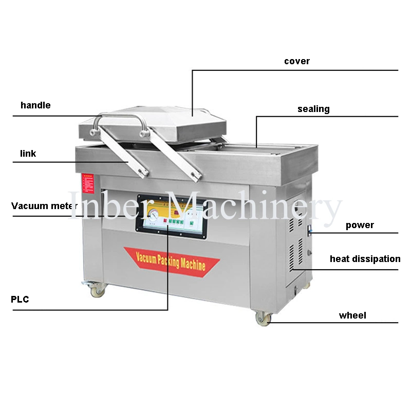 Desktop Hydroformed Food Packers Kammer Automatisch Kommerzielle Doppelkammer Vakuum Dichtungs-Verpackungsmaschine mit Edelstahl-Körper