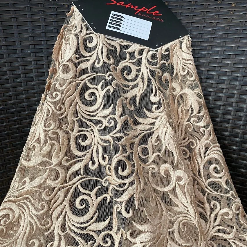 High quality/High cost performance  Milk Silk Embroidered Lace Fabric