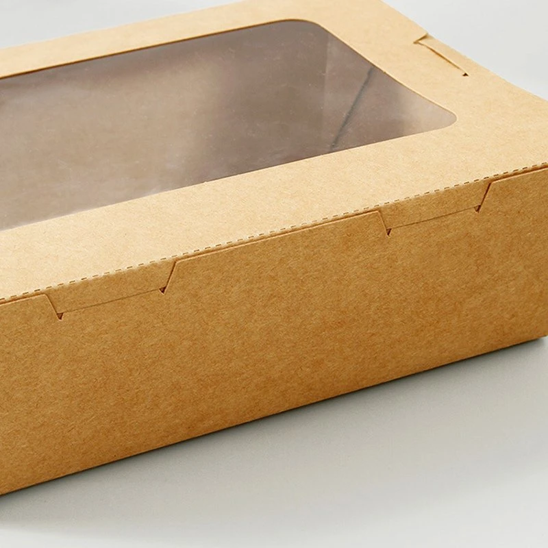 in Stock Fast Food Packaging Clear Takeaway Lunch Rectangular Take Away Paper Box with Window