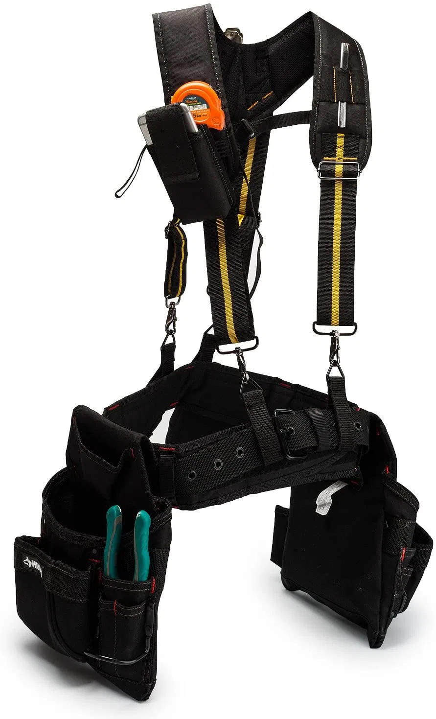 Padded Tool Belt Suspenders with Phone Holder Tape Holder Adjustable Straps