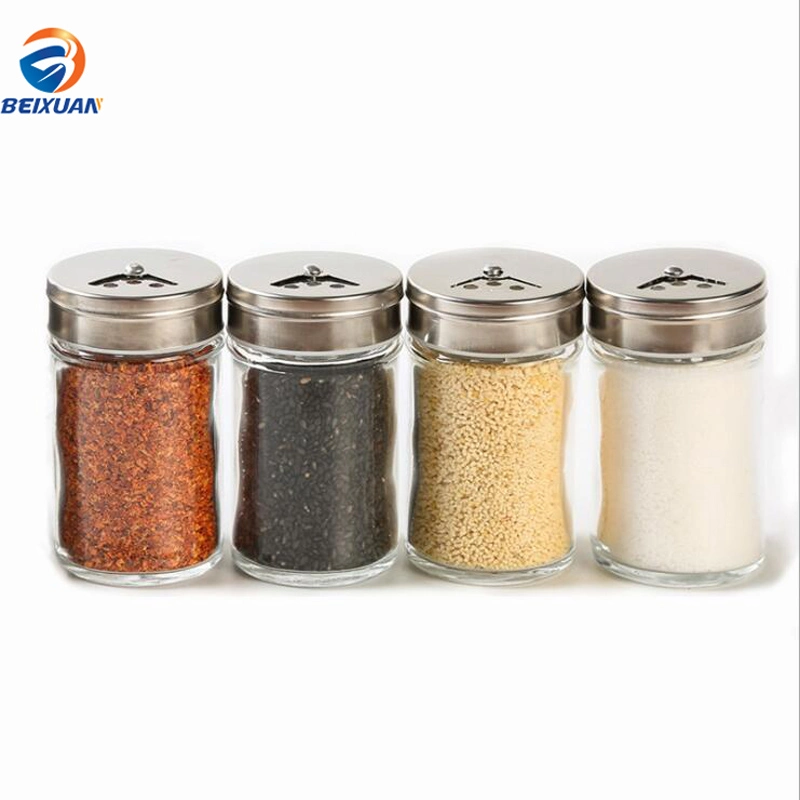 80ml Popular Custom Design Round Mini Glass Salt Pepper Dispenser Condiment Set Spice Bottle with Shaker Lid