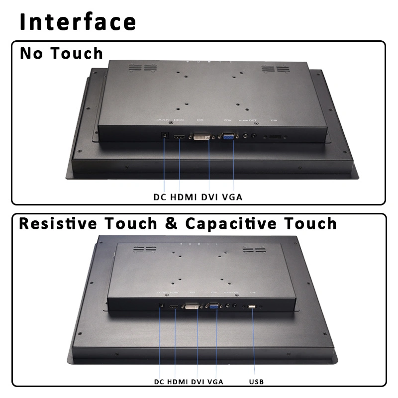 Comercio al por mayor de 15,6 pulgadas incrustados 1920*1080 Pantalla táctil no HDMI DVI VGA de la caja de metal Industrial Panel de montaje en pared TFT LCD Monitor