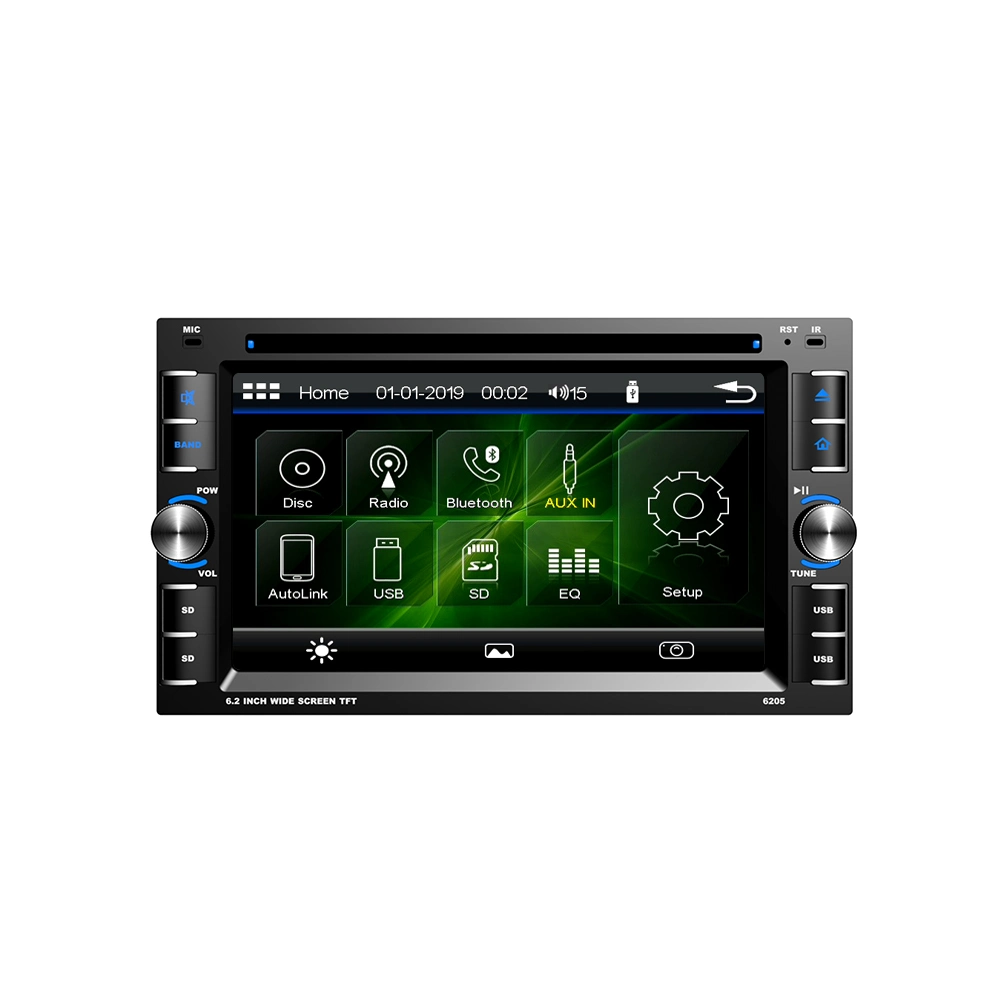 Alquiler de coche Reproductor Multimedia, navegación GPS de 6,2 pulgadas TFT LCD de 2DIN alquiler de video con DVD