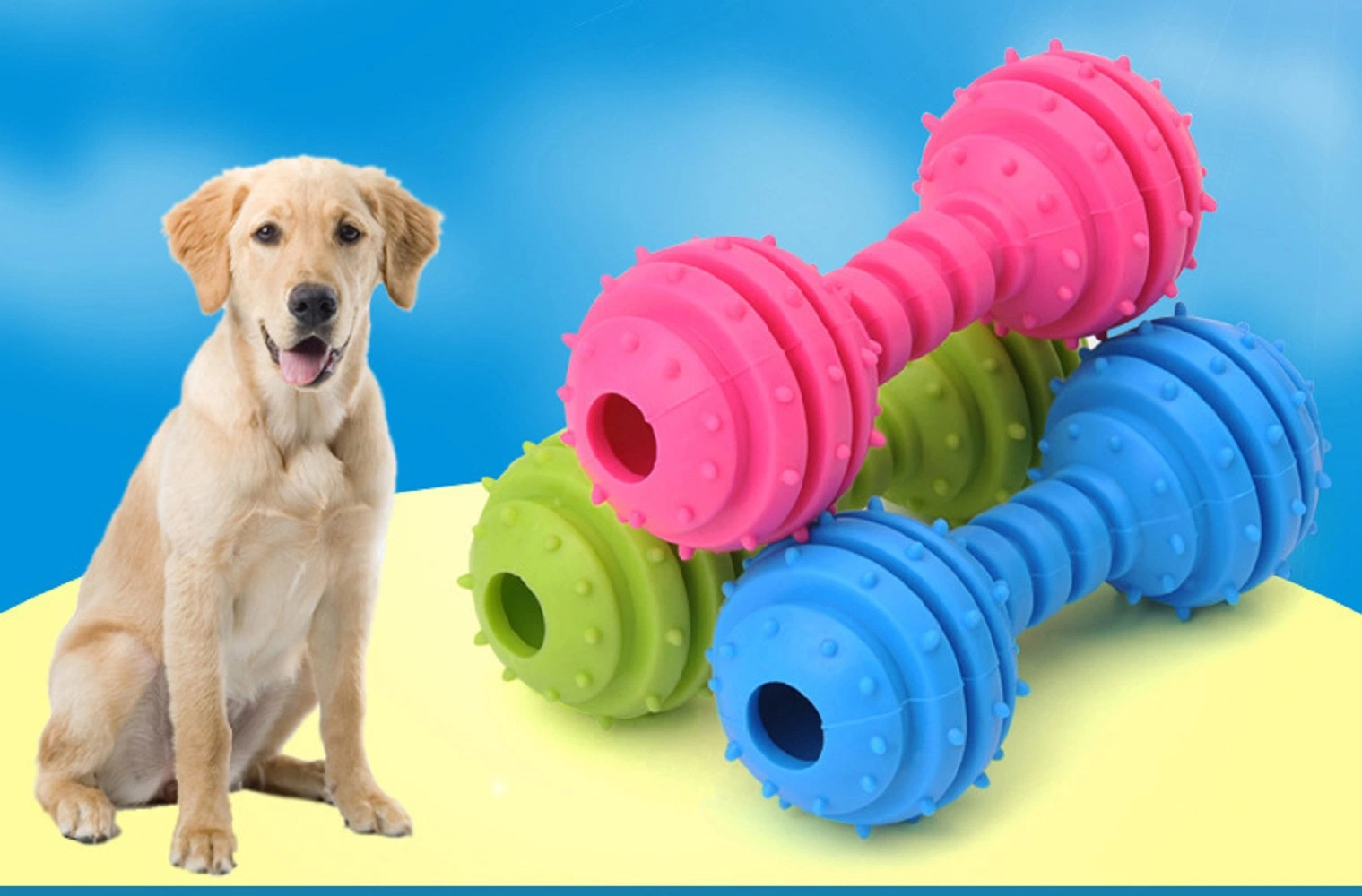 Puppy Chew Toy Rubber Rings Barbell Interactive Dog Toys Play Fetch Wbb17688