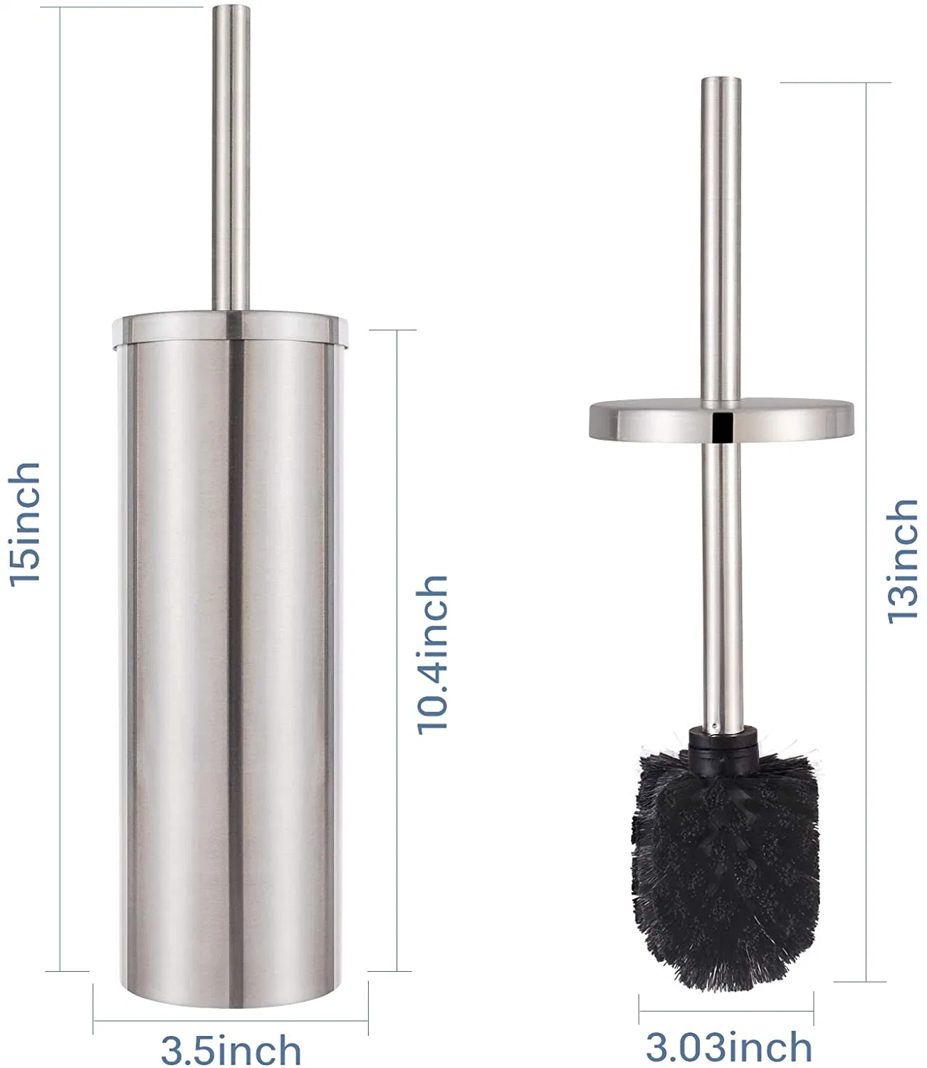 China Norye Factory 304 Stainless Steel Made Custom Bathroom Accessories Round Toilet Brush and Holder with Metal Handle