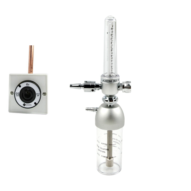 Medical Equipment Gas Supplier Wall Mounted Single Style Brass Oxygen Flow Meter with British Adapter