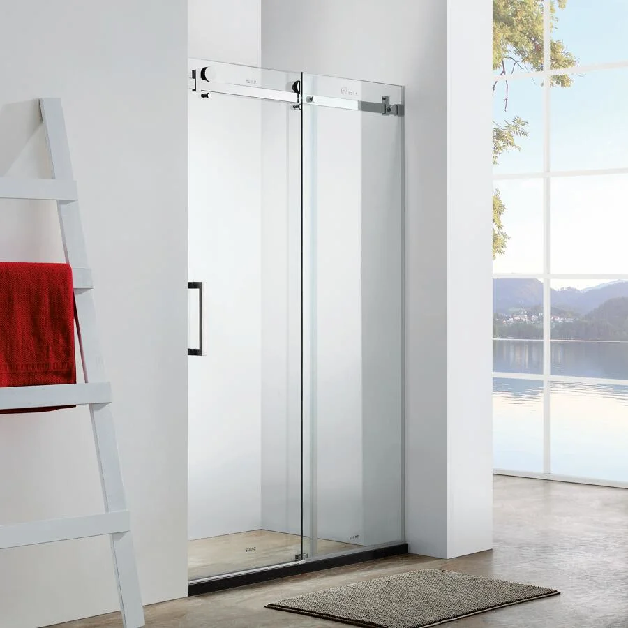 Bypass Double Sliding Shower Door Top Roller Design with Towel Handle