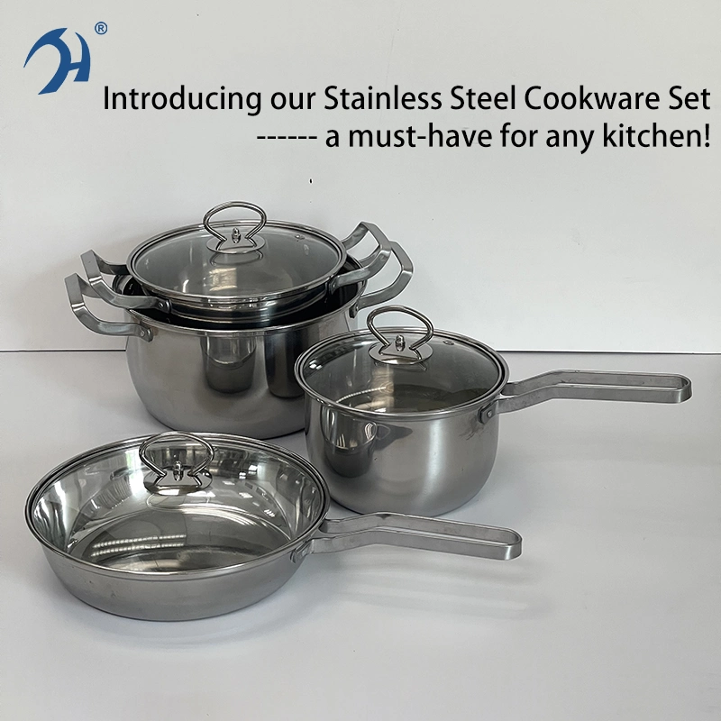 Hot Sale Stainless Steel 4PCS Kitchen Appliances Cookware Set with Glass Lid